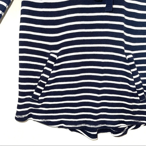 J. Crew Factory Navy Blue & White Striped Cowl Neck Sweatshirt Xsmall Women’s - Picture 5 of 11